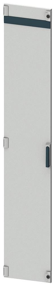 Un panneau de coffret électrique gris avec des poignées et des charnières sombres, adapté pour couvrir des circuits ou des équipements techniques.