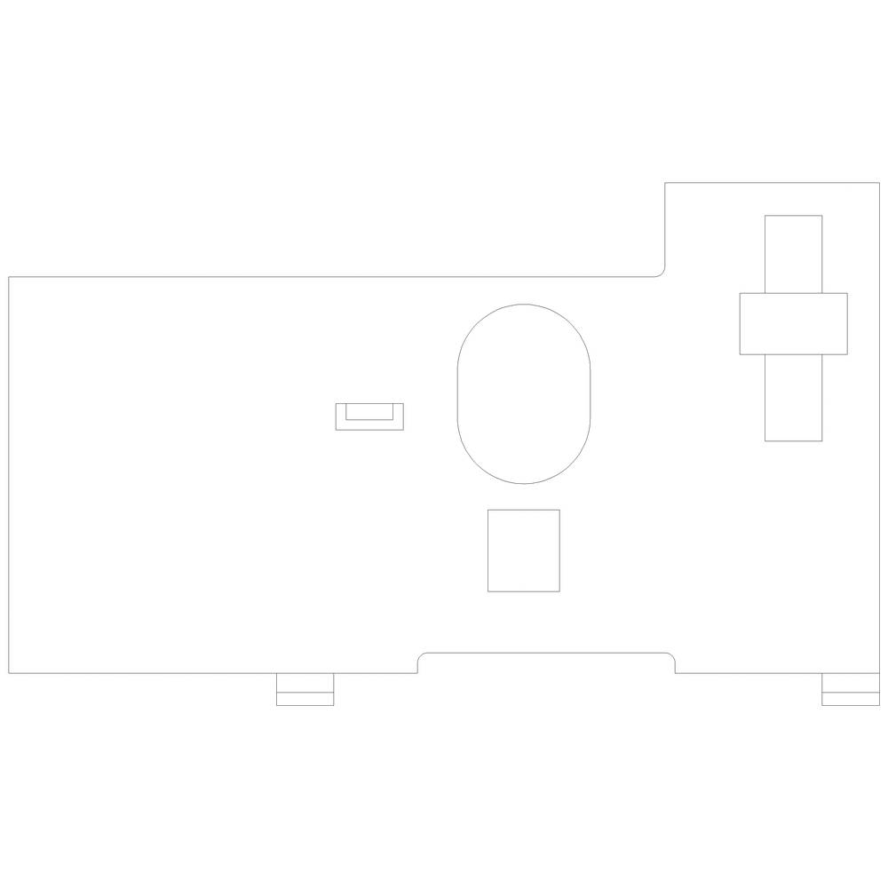 Un plan simple montre la disposition des murs, des portes et d'une table ovale dans une pièce.
