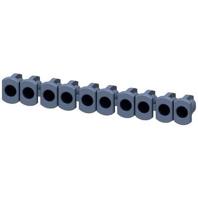 Neuf éléments LEGO noirs, de forme rectangulaire avec un trou sur le côté, disposés en ligne diagonale.