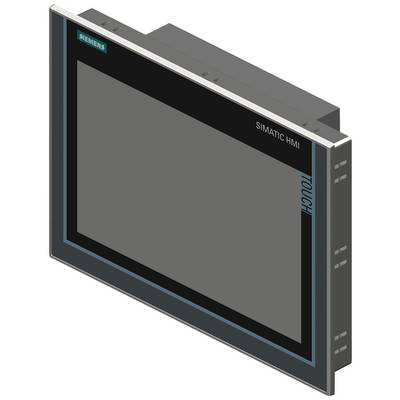 Écran tactile de l'appareil de commande 'Siemens Simatic HMI' vu de profil. Il dispose d'un écran rectangulaire et d'un cadre gris.