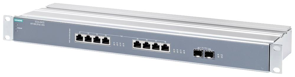 Un commutateur réseau avec plusieurs ports Ethernet, monté dans un boîtier de rack. Adapté à la distribution des connexions réseau.