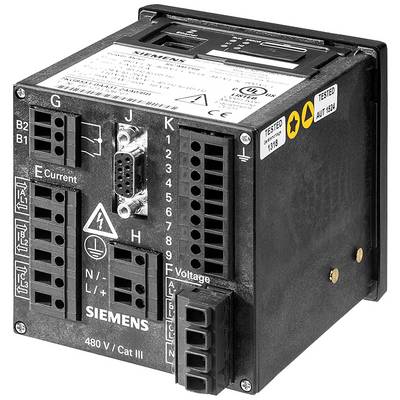 Un appareil électronique avec différentes connexions et un logo Siemens. L'étiquette contient des spécifications techniques.