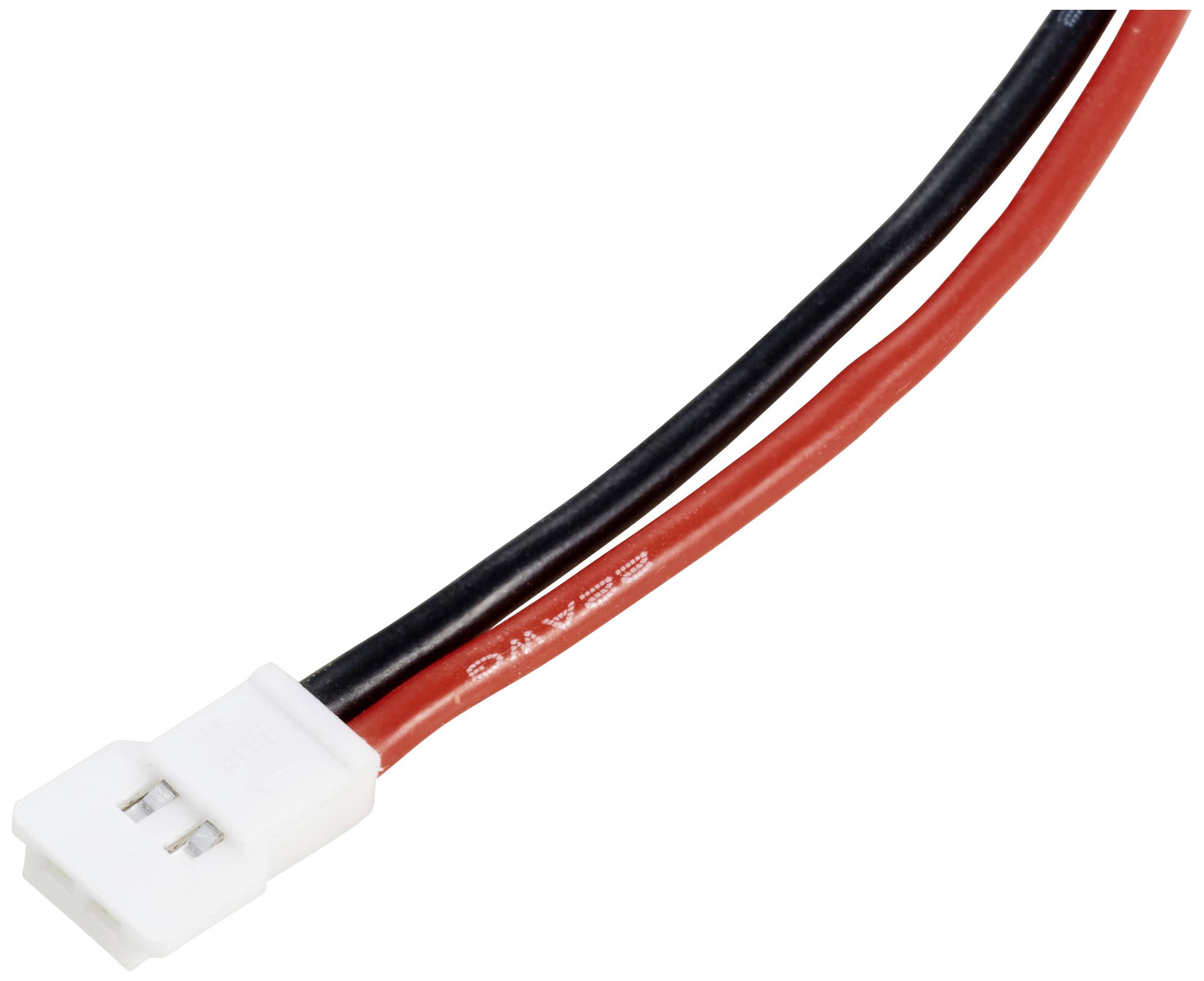 Fiche avec deux câbles, un rouge et un noir, pour connexions électriques.