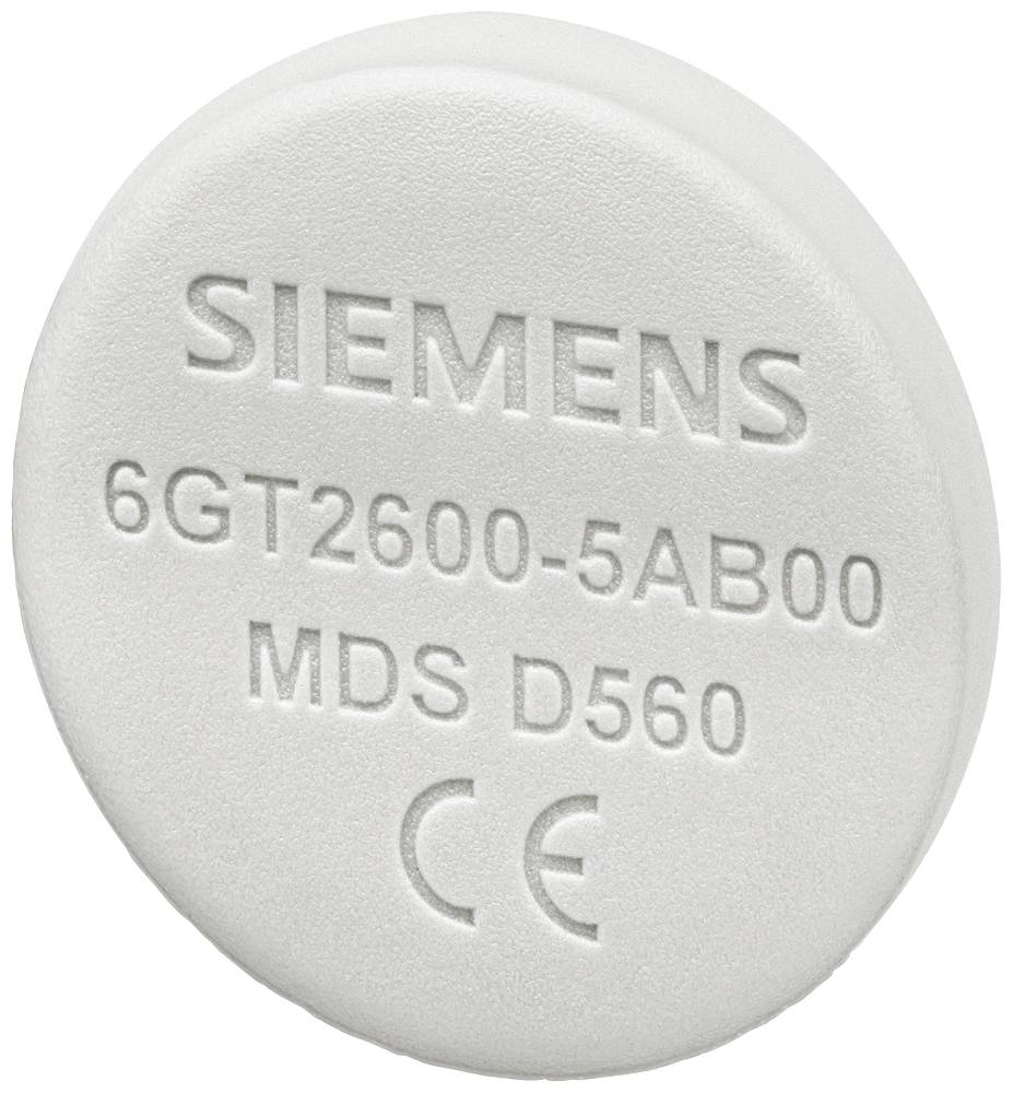 Un jour blanc et rond portant l'inscription 'SIEMENS 6GT2600-5AB00 MDS D560 CE'.