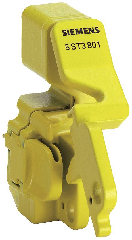 Un disjoncteur jaune Siemens, numéro de modèle 5ST3801.