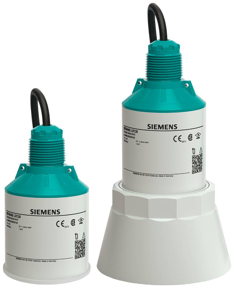 Deux capteurs Siemens, de différentes tailles, utilisent la technologie à ultrasons pour surveiller le niveau de remplissage dans les réservoirs.