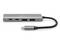 Un hub USB-C avec plusieurs ports, dont deux ports USB-A et deux ports USB-C, connecté à un câble.