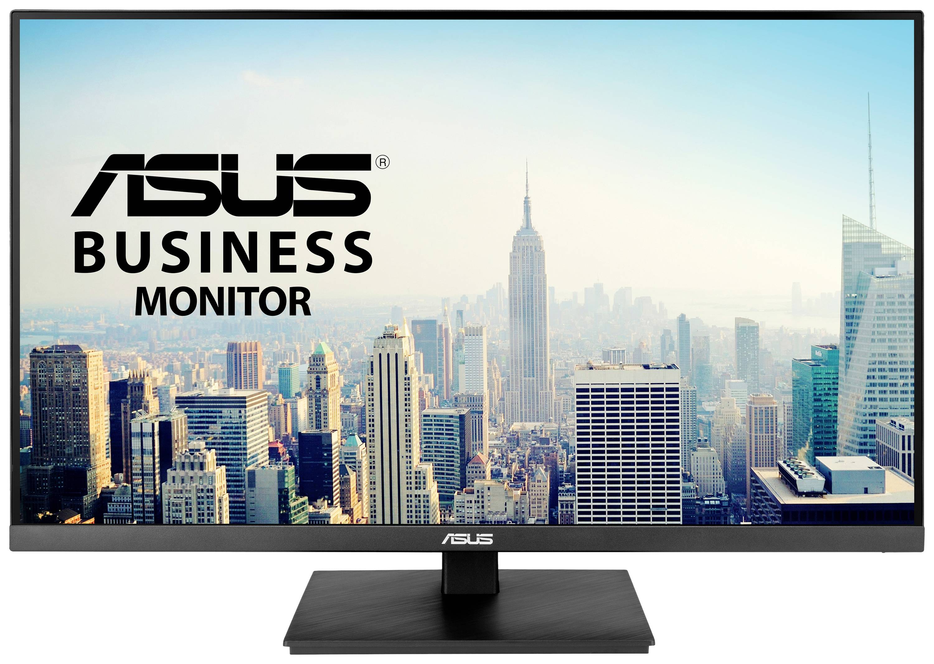 Un moniteur professionnel ASUS affiche la skyline de New York City avec l'Empire State Building au premier plan.