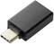 Adaptateur USB-C, boîtier noir, compact, pour connecter des appareils modernes à des ports plus anciens, améliore la compatibilité.