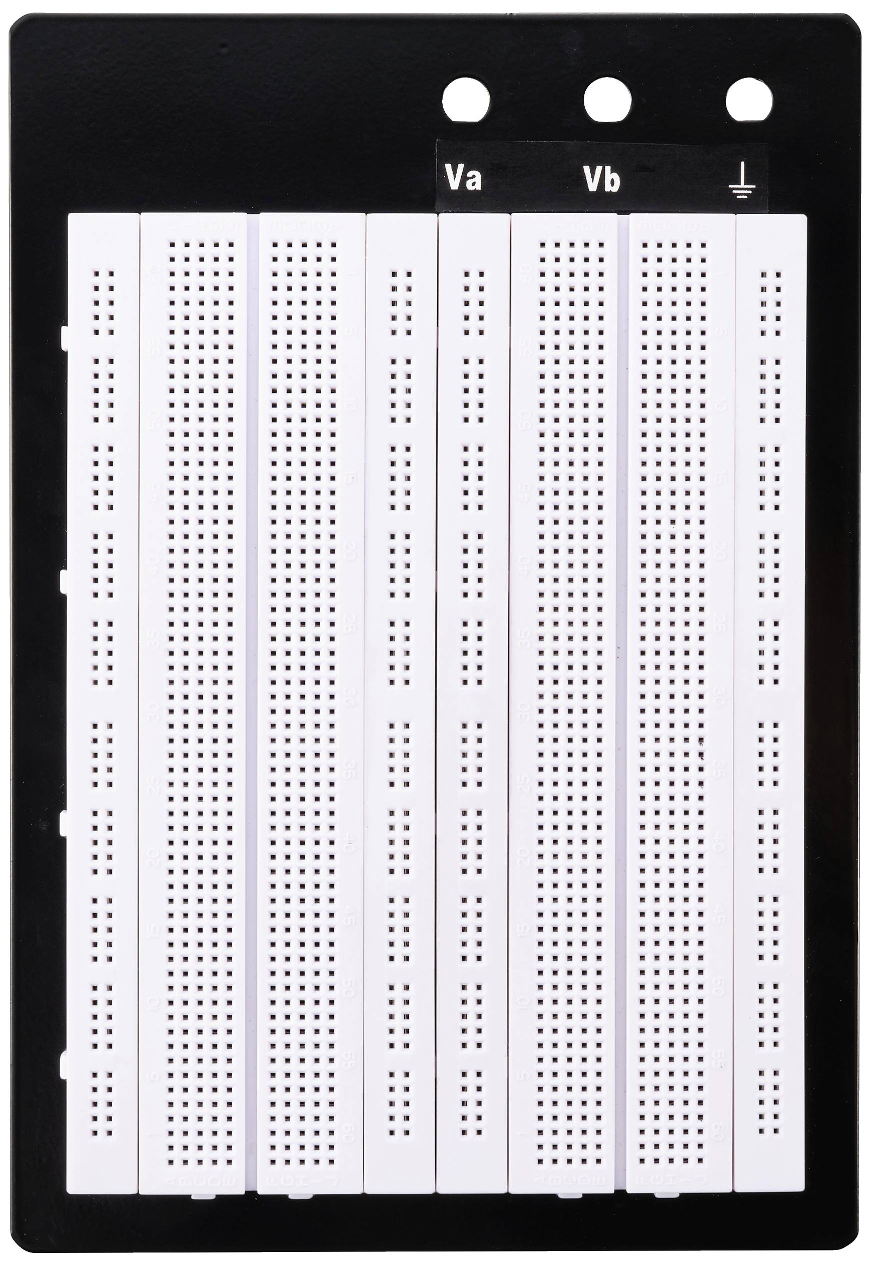 Panneau de connexion à plusieurs ports, étiqueté 'Va', 'Vb' et portant un symbole de flèche.