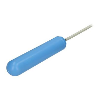 Un interrupteur à flotteur cylindrique bleu avec câble, destiné au contrôle du niveau de liquide dans les réservoirs.