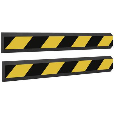 Deux panneaux d'avertissement rayés de noir et de jaune, souvent utilisés pour signaler des zones de danger.