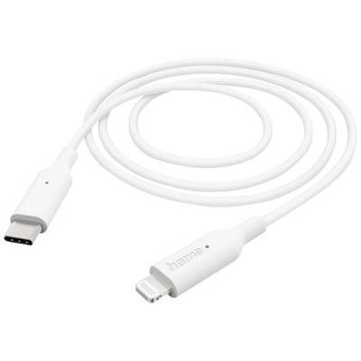 Un câble blanc USB-C vers Lightning, adapté pour charger et synchroniser des appareils équipés de ports USB-C ou Lightning.