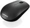 Souris sans fil Lenovo noire avec molette de défilement, sur un fond blanc.