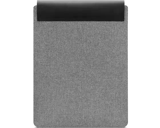 Un porte-documents gris et noir avec un revêtement en tissu texturé. Idéal pour maintenir et organiser des documents.