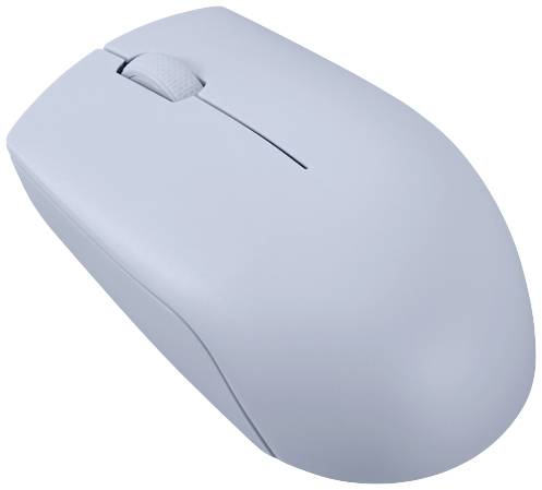 Une souris d'ordinateur grise, sans fil, avec une molette de défilement, au design épuré sans boutons apparents.