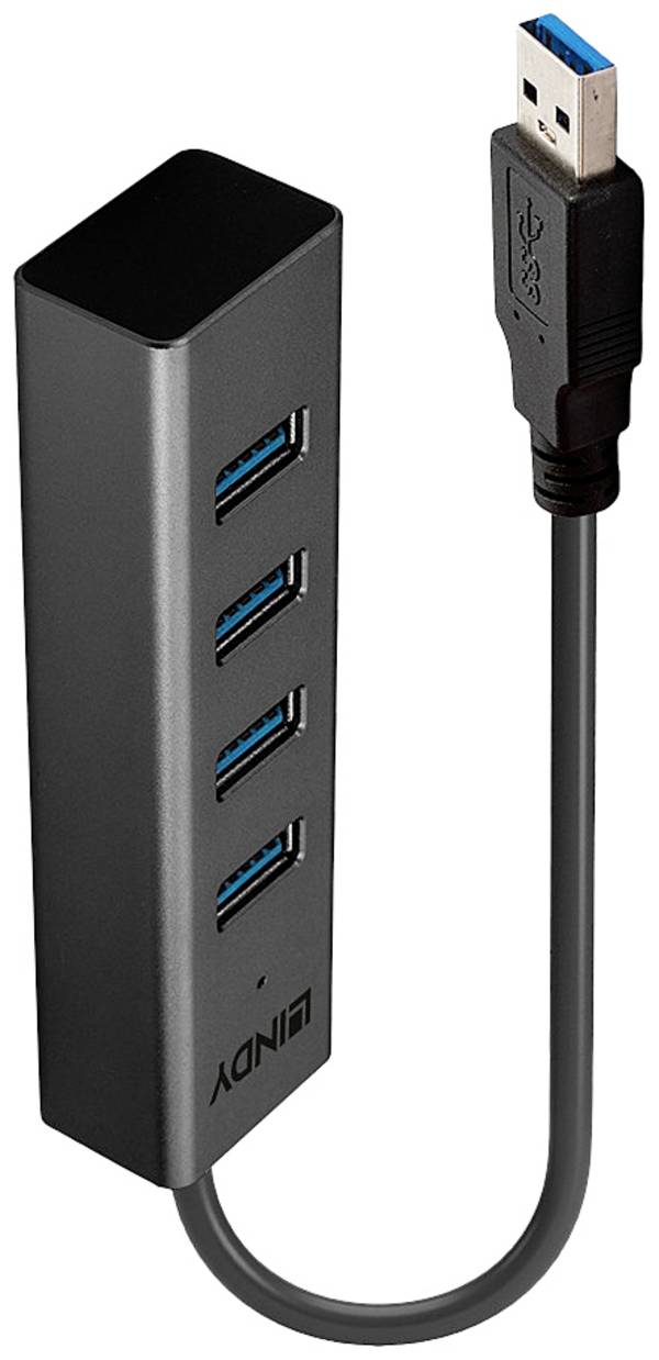 LINDY 43324 Hub USB 4 ports USB-A USB 3.1 Gen1 5 GBit/s  noir 43324