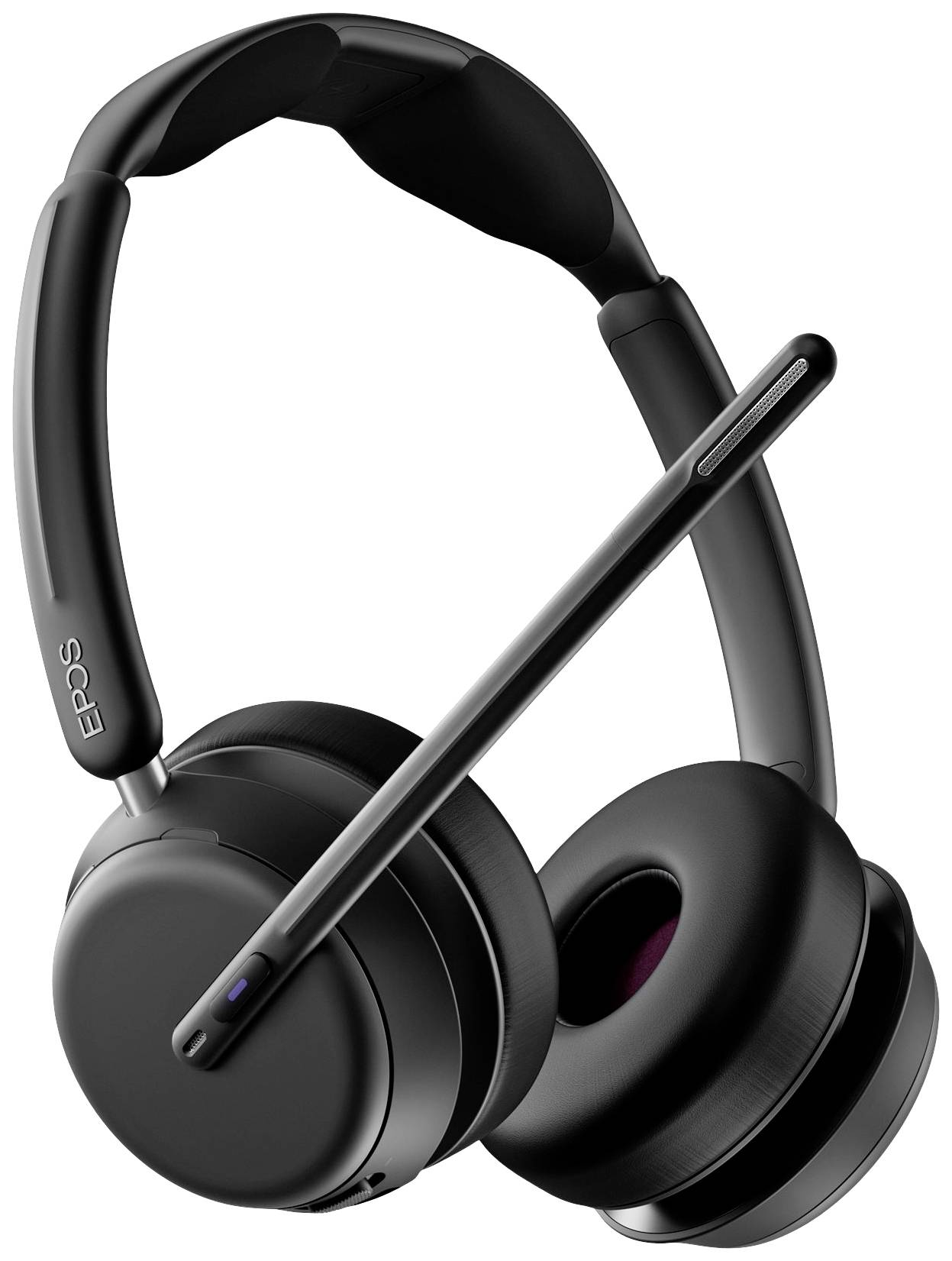 Casque audio sans fil noir avec microphone arceau, adapté pour les appels téléphoniques et la lecture de musique.
