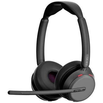 Un casque noir sans fil avec perche micro, adapté pour la communication ou l'écoute de musique.