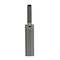 Objet gris et allongé avec un bouton noir sur le dessus, probablement un appareil électronique ou un outil.