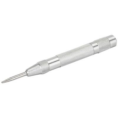 Poinçon métallique automatique avec manche cannelé et pointe fine, utilisé pour marquer les points de départ sur les matériaux.