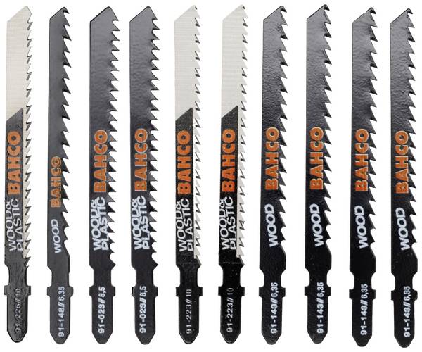 Bahco 91-WOOD-10P Jeu de lames de scie sauteuse pour bois et plastique, 10 pièces 1 set