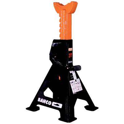 Un support de levage Bahco noir et orange, marqué '3T', conçu pour soulever et supporter des véhicules lourds ou des objets volumineux.