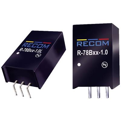 Deux composants électroniques de RECOM portant la désignation 'R-78Bxx-1.0', chacun doté de trois broches de connexion.