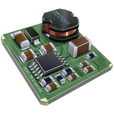 Une carte électronique verte comportant plusieurs composants électroniques tels que des condensateurs et des bobines, portant l'inscription 'ROF-78 E series'.
