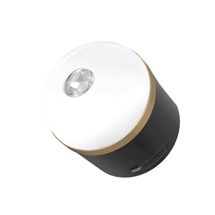 Lampe LED ronde à piles avec détecteur de mouvement, adaptée à un éclairage subtil ou comme veilleuse.
