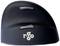 Souris verticale ergonomique noire avec deux boutons visibles et le logo 'rgo' sur l'avant. Conçue pour soulager le poignet.
