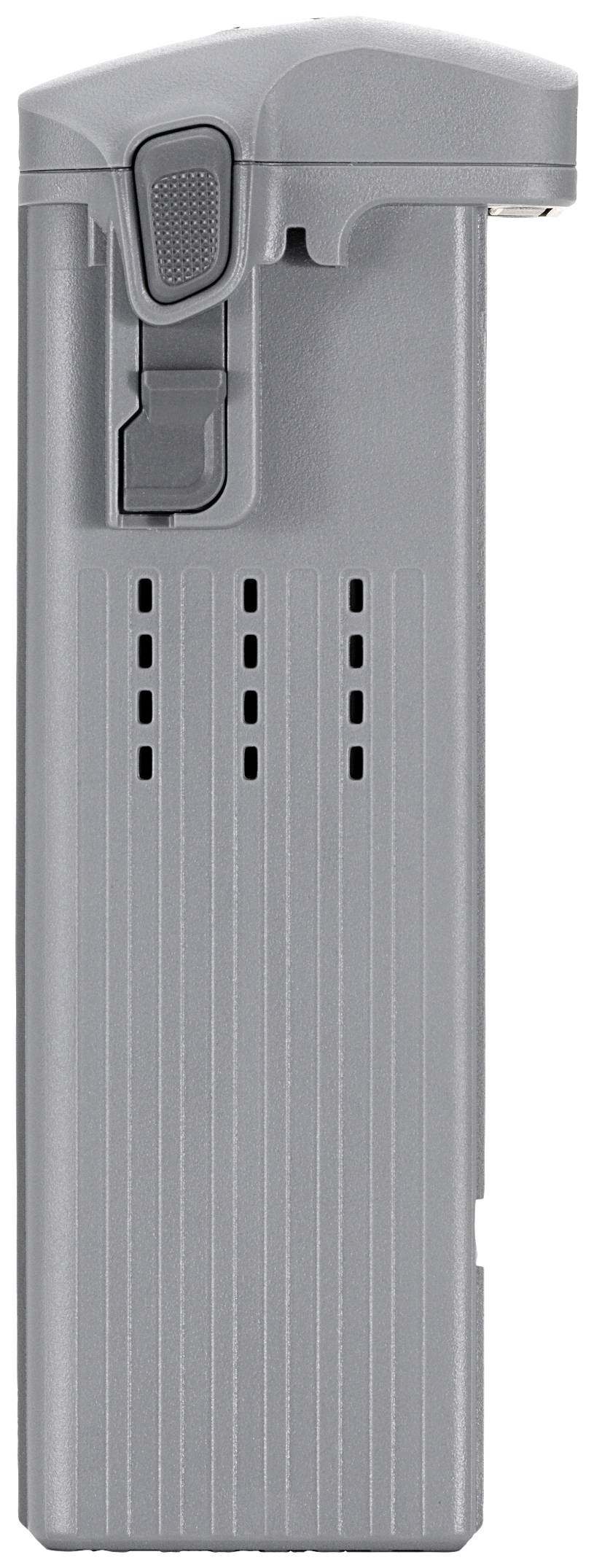 Batterie grise avec boîtier embossé, rainures verticales et un clip en haut.