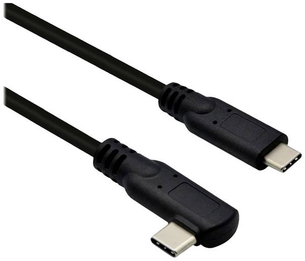ROLINE Câble USB 3.2 Gen 2x2, avec PD, C-C, M/M, 4K UHD-1, 20Gbit/s, Emark, 100W, 1x coudé à 90°, noir, 1 m