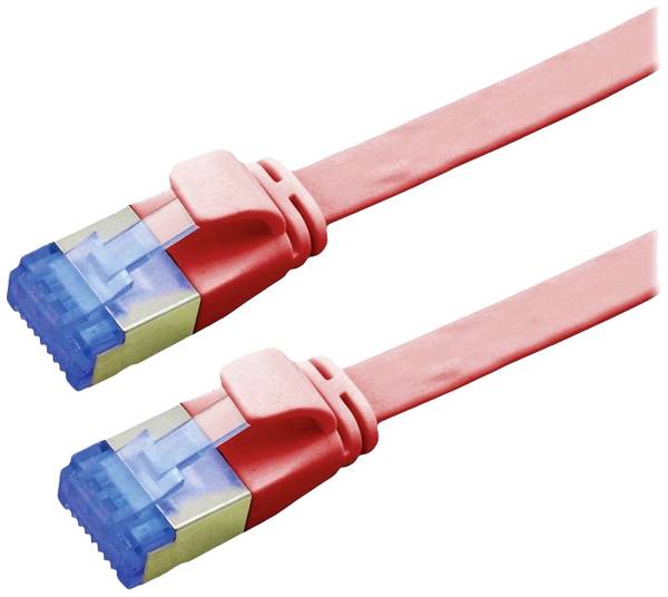 Value 21.99.2120 RJ45 Câble réseau, câble patch CAT 6a F/UTP 0.50 m rouge (clair) blindé, plat, contacts dorés 1 pc(s)