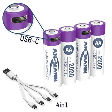 Ansmann Batterie USB-C® Li-Ion 2000 mAh 1.5 V 4 pc(s)