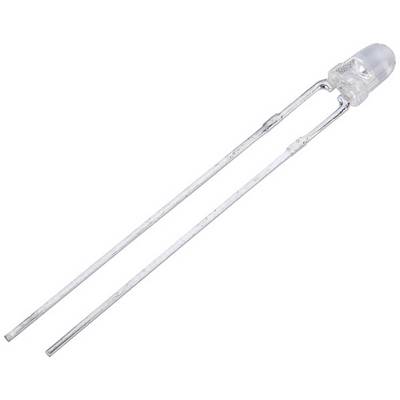 Une LED avec un boîtier transparent et deux connexions métalliques.