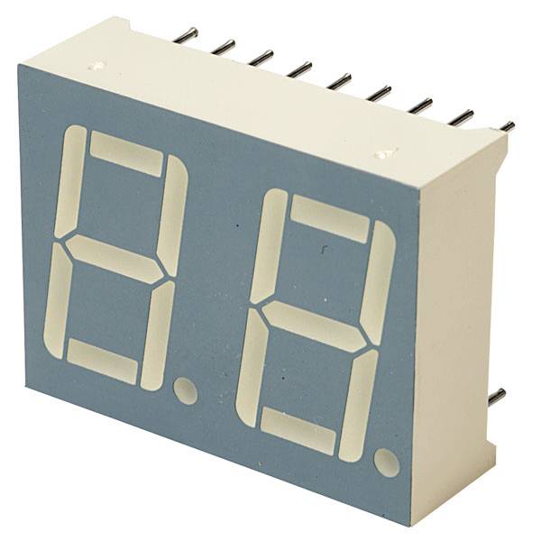 Afficheur électronique à 7 segments, affichant '8.8' ; chiffres blancs sur fond bleu. Utilisé dans les affichages numériques.