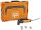 Un multifonction orange Fein Multimaster avec accessoires et mallette de transport. Idéal pour les travaux de rénovation et les applications polyvalentes.