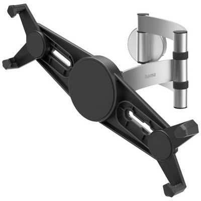 Support mural pour tablette, noir, bras ajustables, compatible avec différentes tailles de tablettes. Idéal pour une utilisation flexible.