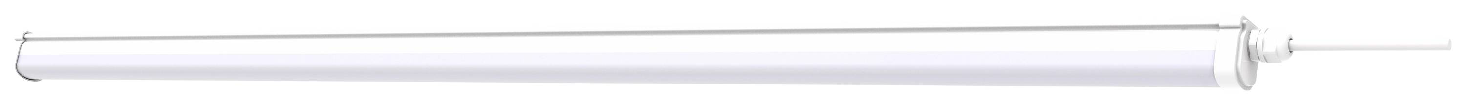 Tube lumineux LED de forme cylindrique avec couverture transparente, monté à gauche, câble de connexion à droite, adapté à l'éclairage intérieur.