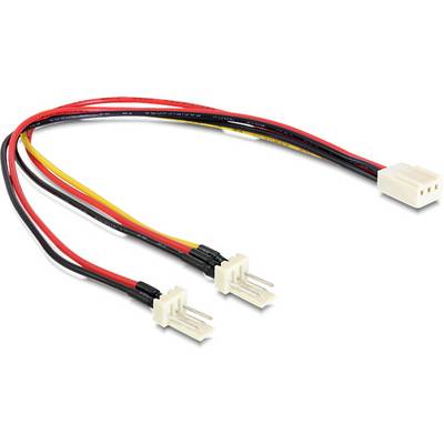 Deux câbles tripolaires avec des fils rouge, noir et jaune, connectés à une fiche.