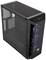 Boîtier d'ordinateur noir avec panneau latéral transparent et façade éclairée. Idéal pour les PC gaming et configurations personnalisées.