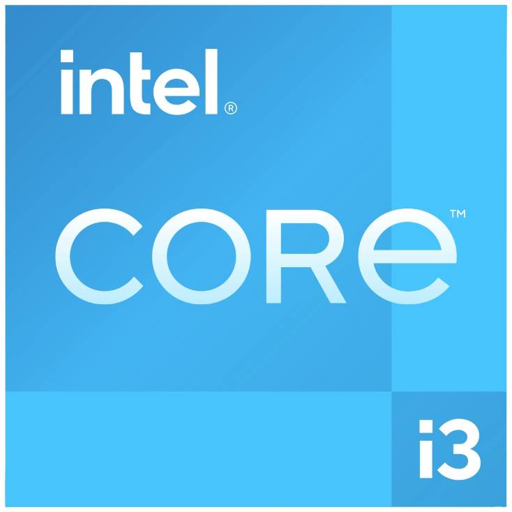 L'image montre le logo du processeur 'Intel Core i3' sur un fond bleu.