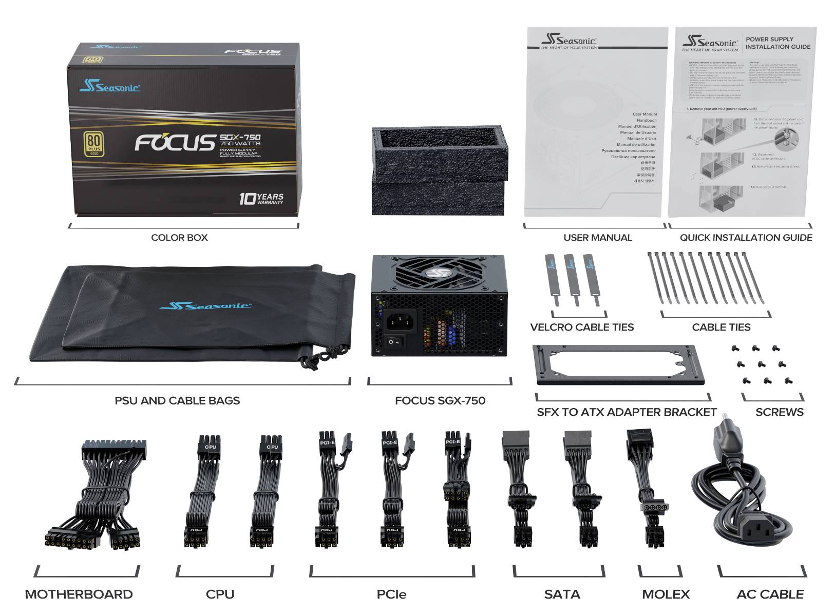 Seasonic Seasonic FOCUS SGX (2021) SSR-750SGX - Netzteil (intern) Alimentation PC 750 W SFX 80PLUS® Gold-10