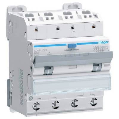Hager ADM416QC Interrupteur différentiel/Disjoncteur de protection triphasé 0.03 A 230 V, 400 V-0