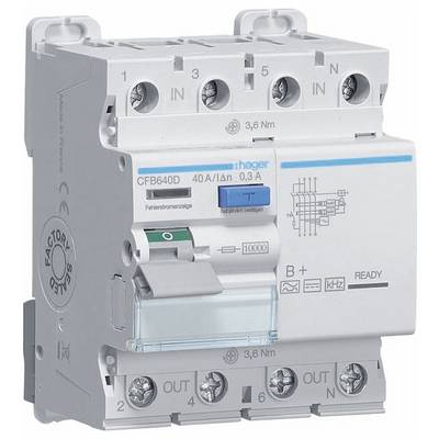 Hager CFB640D CFB640D Interrupteur différentiel Interrupteur différentiel sensible tous courants B+ 40 A 0.3 A 230 V, 40-0