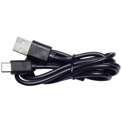Câble USB noir, de type A à C, enroulé. Utilisé pour connecter et charger des appareils.