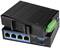 Commutateur Ethernet industriel avec quatre ports PoE et un port SFP, conçu pour une utilisation dans des environnements réseau.
