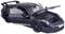 Voiture miniature noire avec portes et coffre ouverts. Look sportif avec un design aérodynamique et des détails marquants.