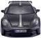 Voiture de sport noire, vue de face, avec un grand aileron arrière et le logo visible sur le capot. Plaque d'immatriculation : 'S GT 3992'.